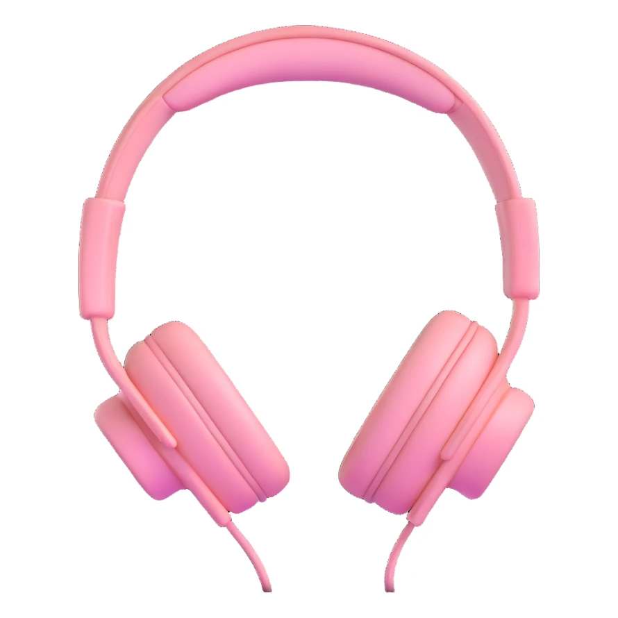 soft pink headphones, shiny and smooth curves sticker