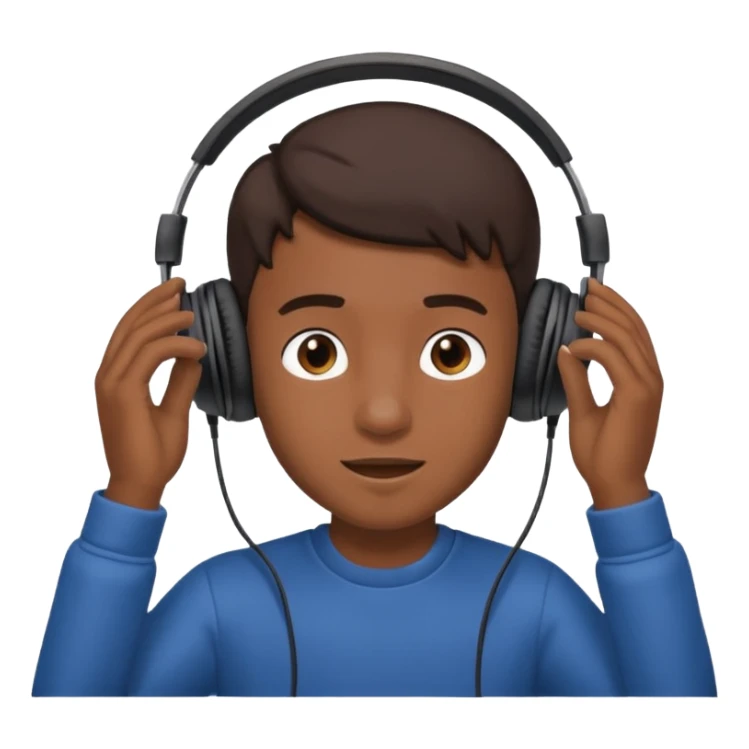 a boy fully takes off his headphone from his head sticker