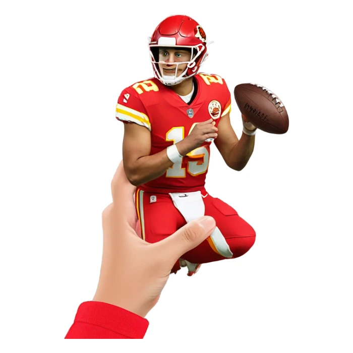 Patrick Mahomes spinning football on finger sticker