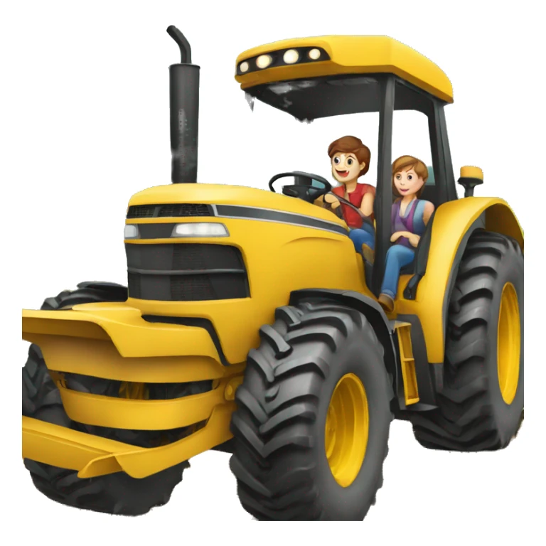 group of people driving giant tractor sticker
