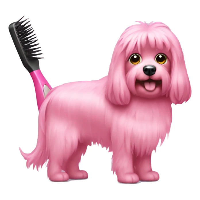 pink hairbrush brushing a dog sticker