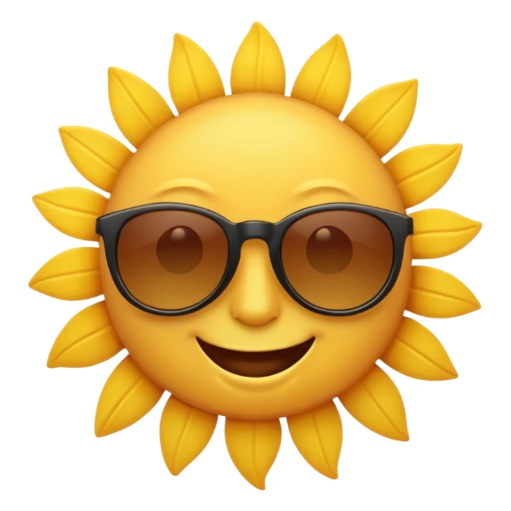 summer-themed emoji of a sun with sunglasses sticker