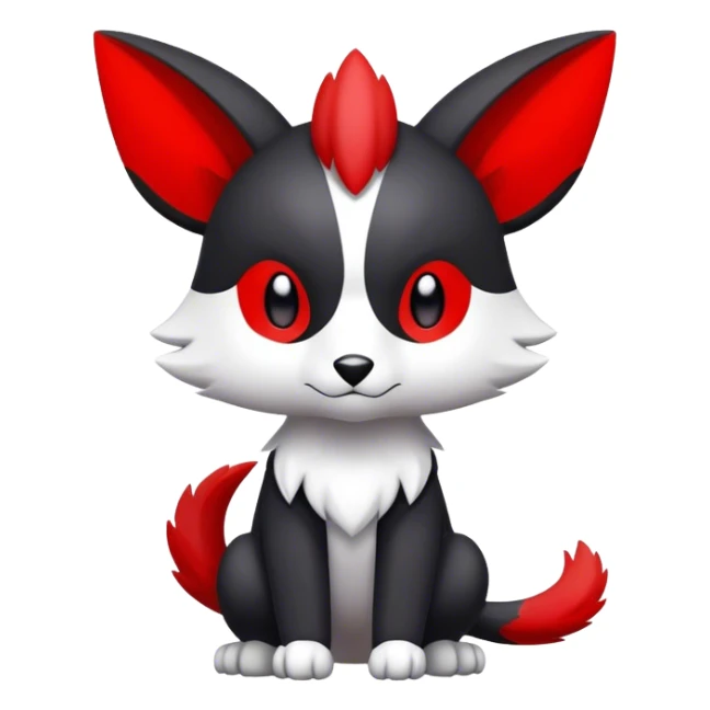 Cute cool black red white animal hybrid Fakemon full body sticker