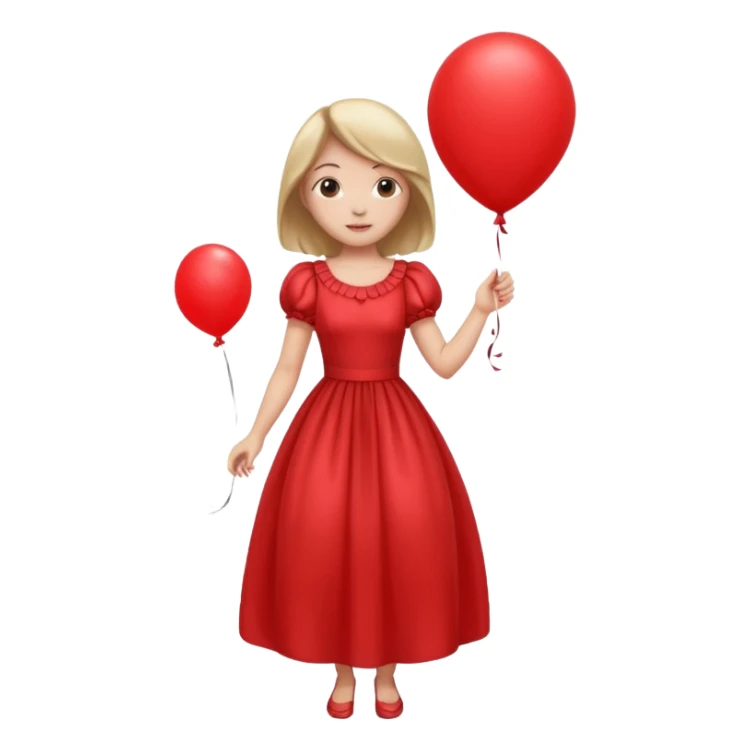 female wearing dress, holding balloon sticker