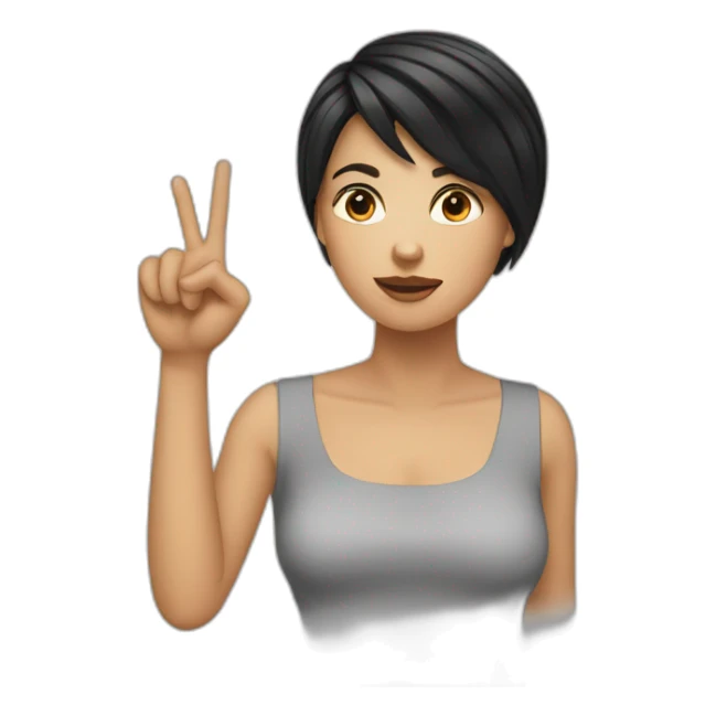 white-women-black-short-hair-raising-middle-finger sticker