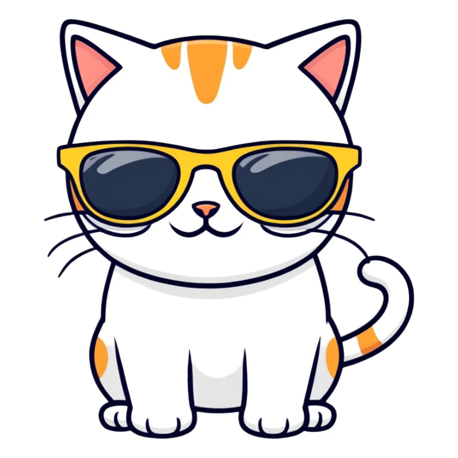 Cat with sunglasses sticker