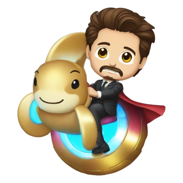 tony stark sur un dauphin arc en ciel sticker