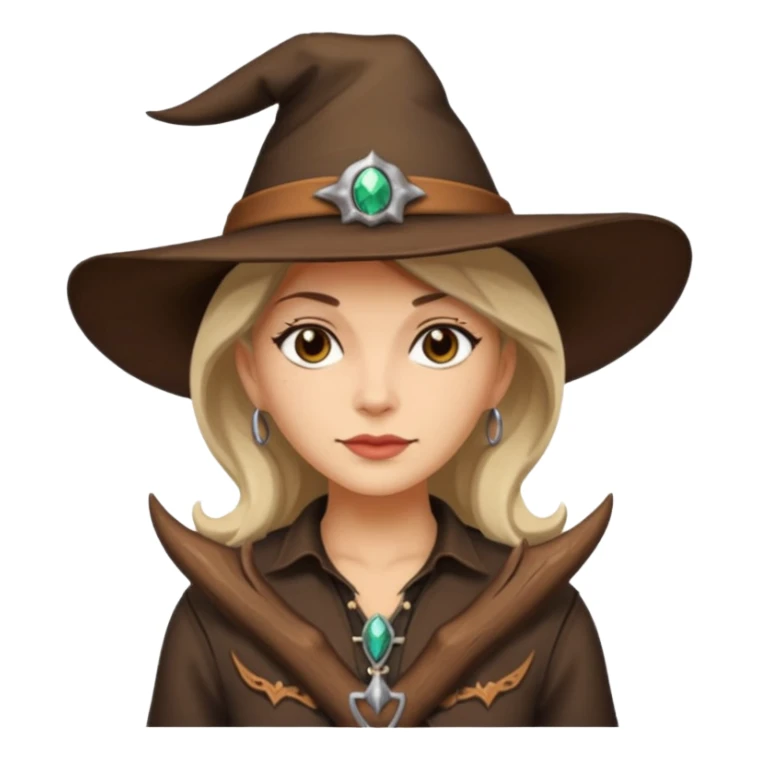 Witch wearing a cowgirl hat sticker