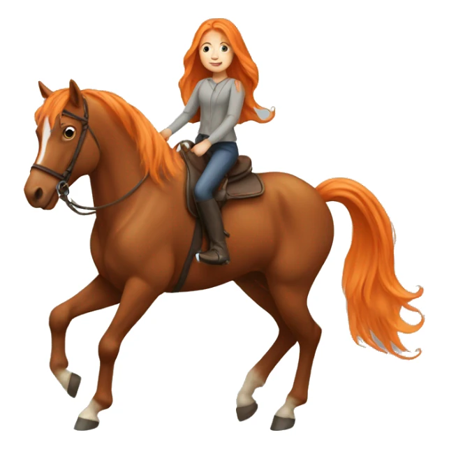 Girl with long orange hair riding a horse sticker