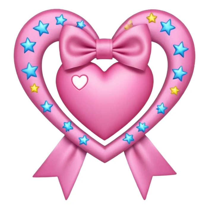heart with shooting stars, pink bow with heart pattern on the bow sticker