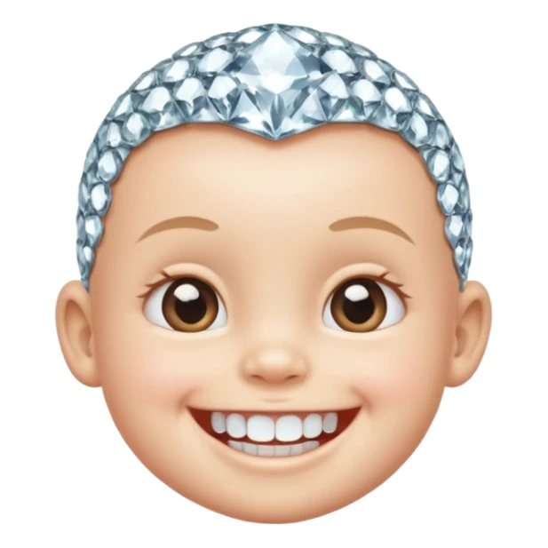 a smiling baby with teeth made of diamonds sticker