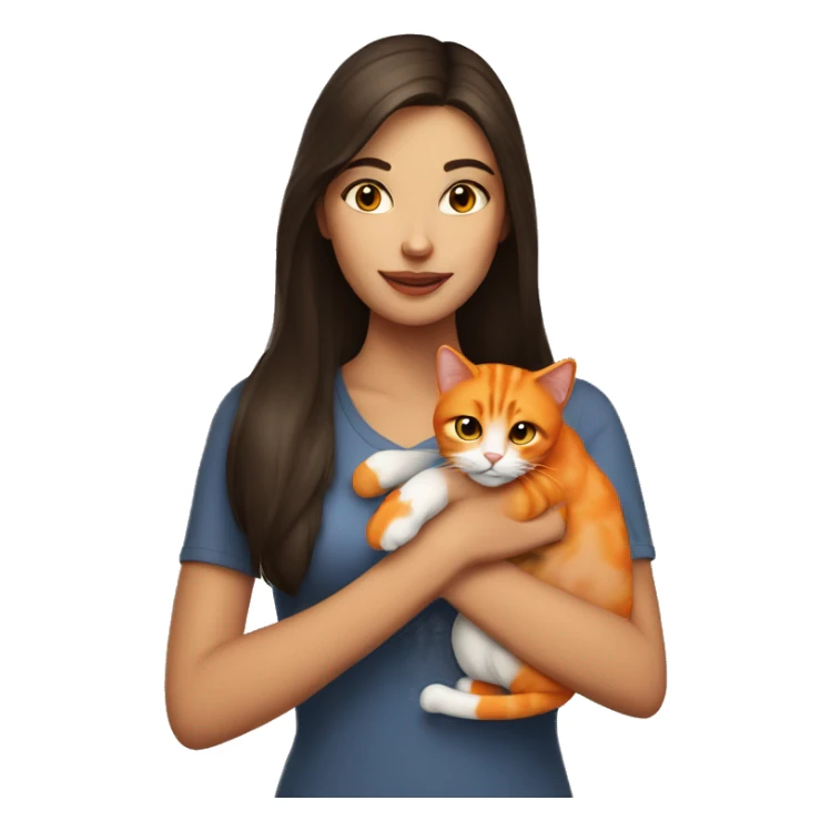 pretty brunette woman holding orange cat sticker