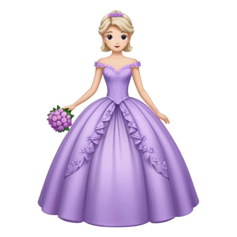 Lilac ball gown with flowers  sticker