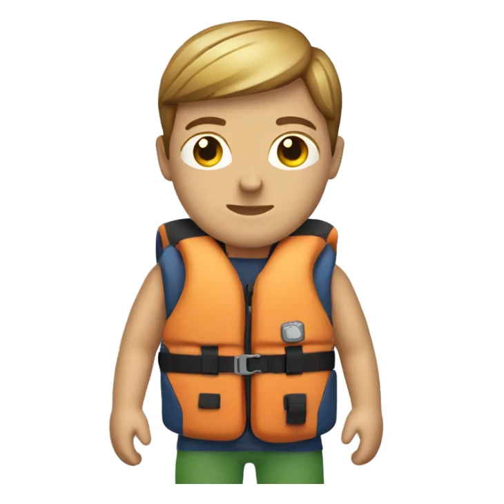 caucasian person wearing a kayaking lifejacket sticker