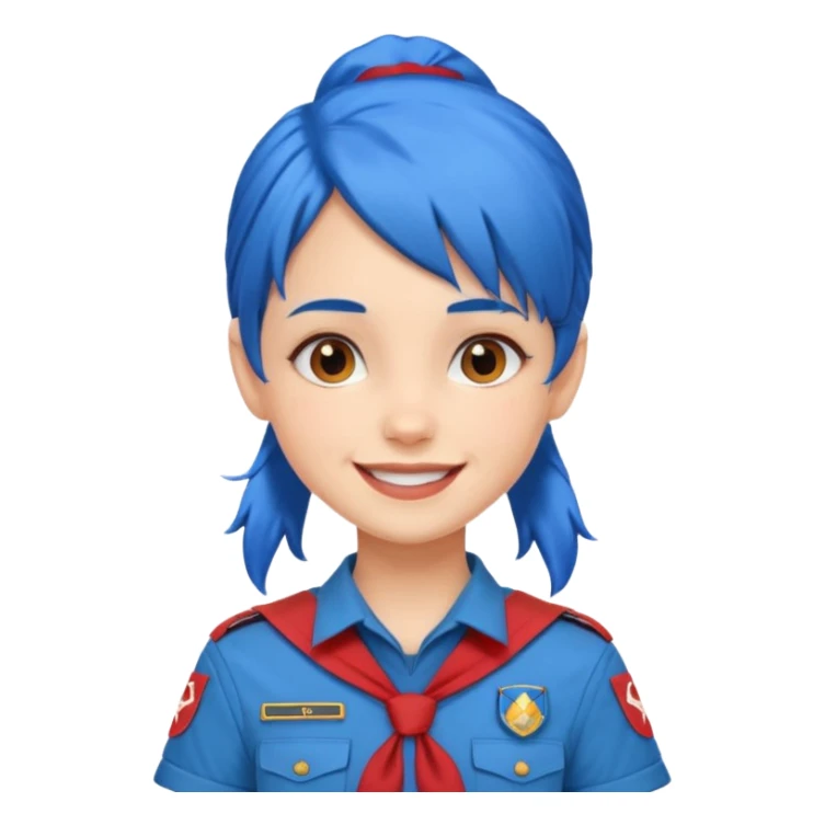 scout girl with red scout uniform, blue haired sticker