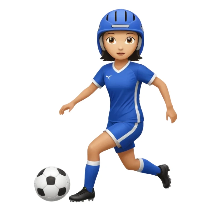 Asian woman with helmet playing soccer sticker