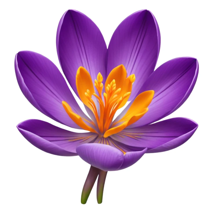 saffron crocus flower, detailed petals, vibrant purple, yellow-orange stigma sticker