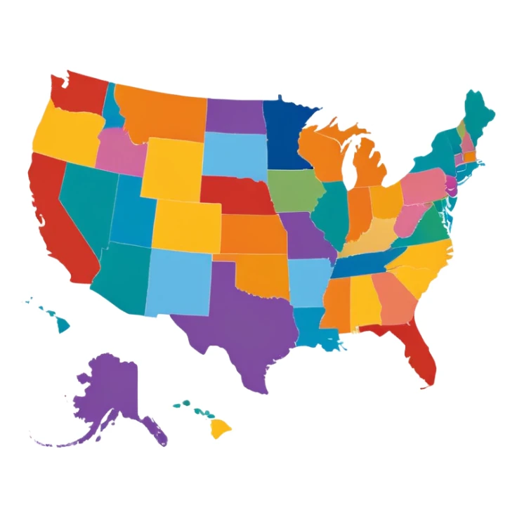 a map of the United States sticker