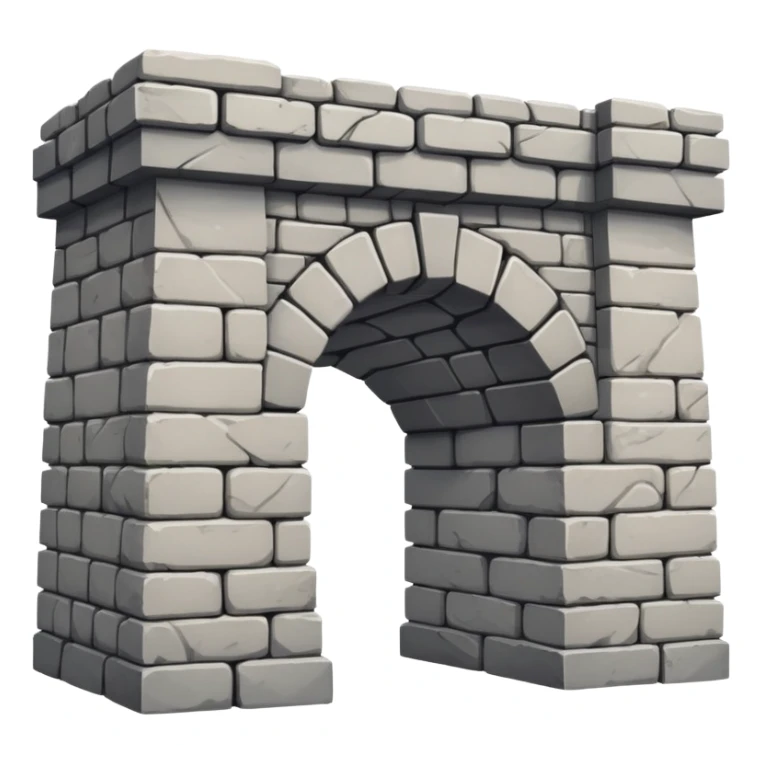 A side profile of a stone bridge where missing bricks make a smiling face emoji. sticker