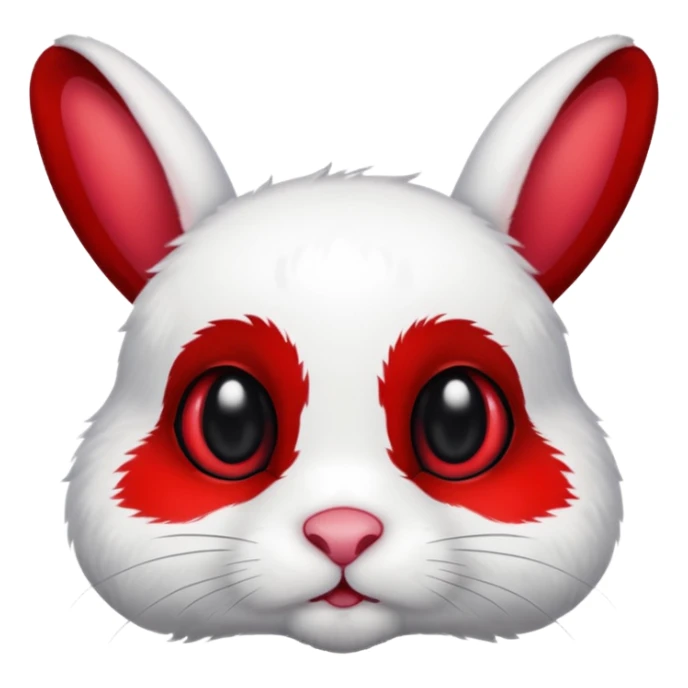 White Bunny with big black eyes and crimson-red splotch markings, red marking around 1 eye  sticker