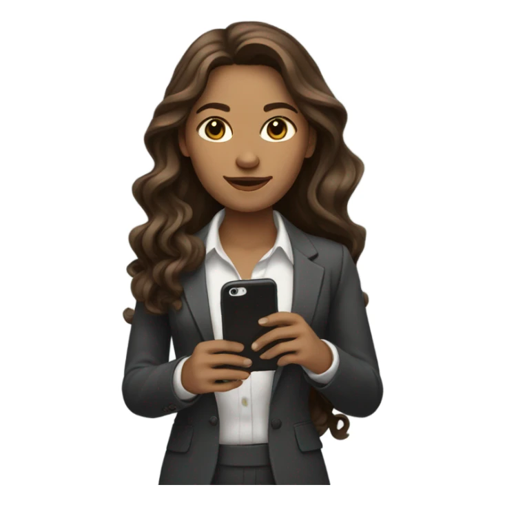business woman with long wavy brown hair on the iphone sticker