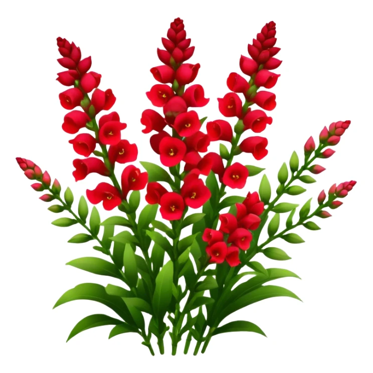 big bouquet red Snapdragon, luxuriant, leaf, bud sticker