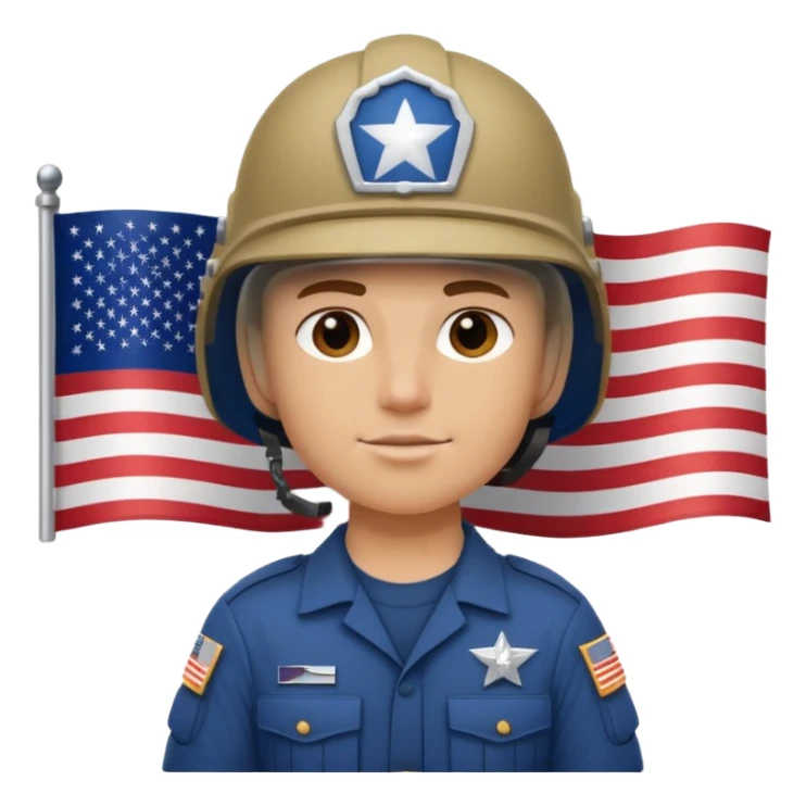 generate white american soldier with small usa flag on shoulder sticker