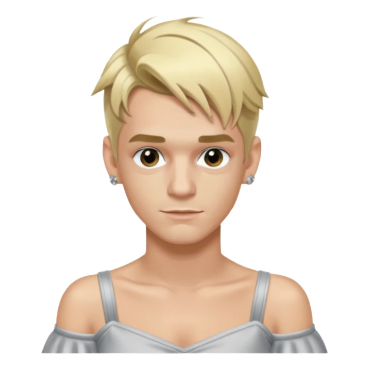 Aaron Carter with blonde hair, silver off-shoulder shirt sticker