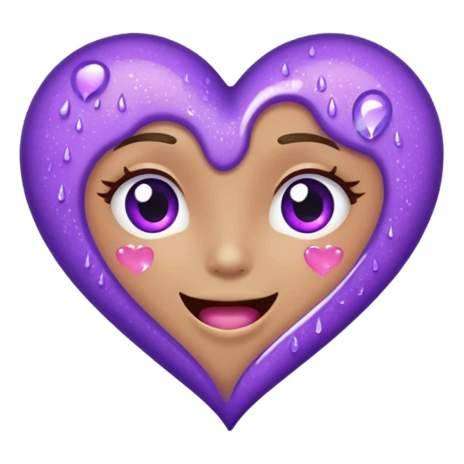 Sideways Glittery purple heart, tears of laughter  sticker