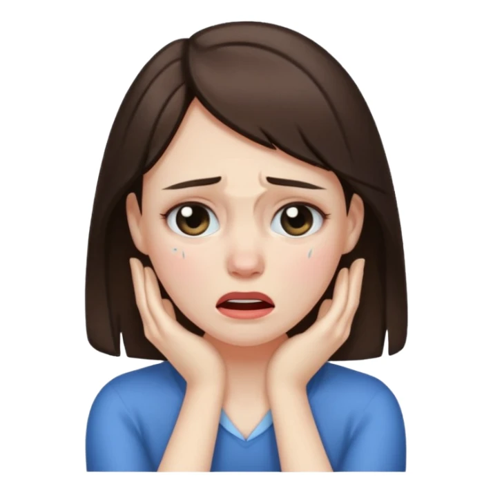 Brunette girl holding her neck crying sticker