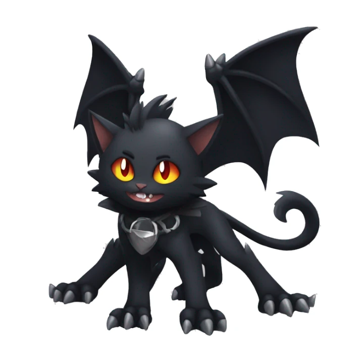 Black Edgy Emo Litten-Bat-cat-Fakemon full body sticker