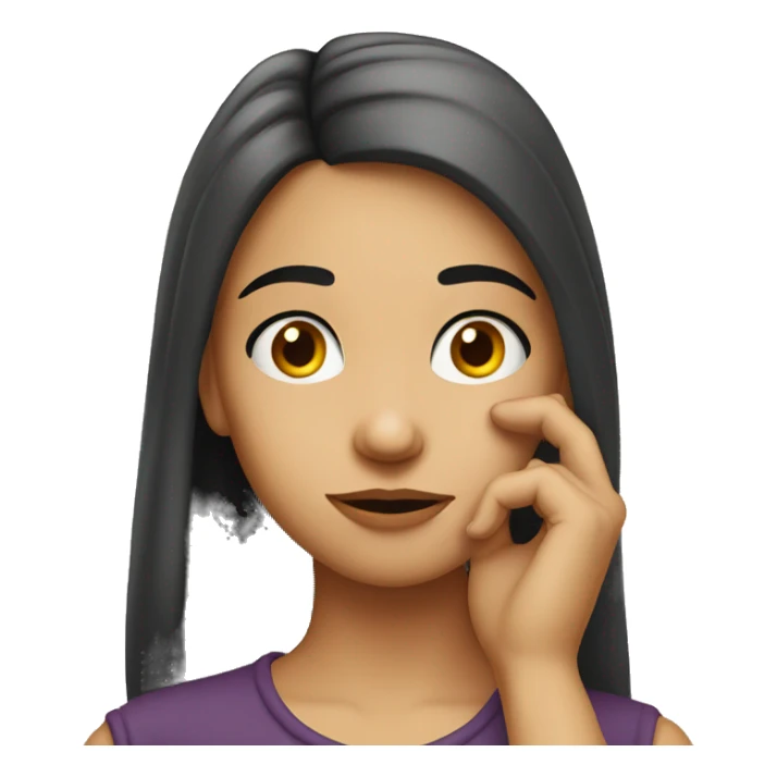 a girl thinking with a hand in her chin sticker