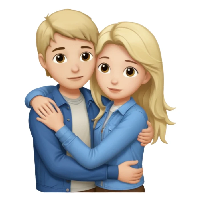 Couple hugging each other but the boy has mustang sticker