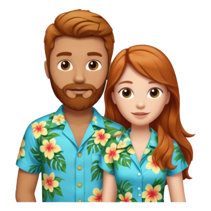 Ginger long hair girl,  brown hair men with beard on honeymoon sticker