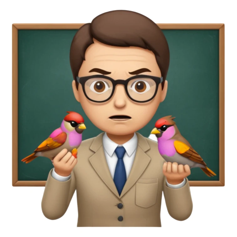 Angry teacher will scold Sparrow in the Busi School sticker