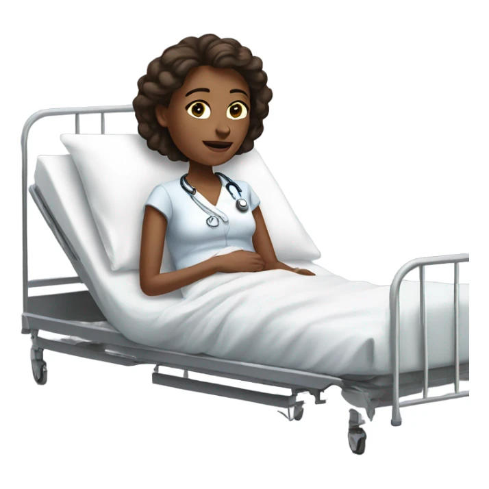 Realistic women in hospital bed sticker