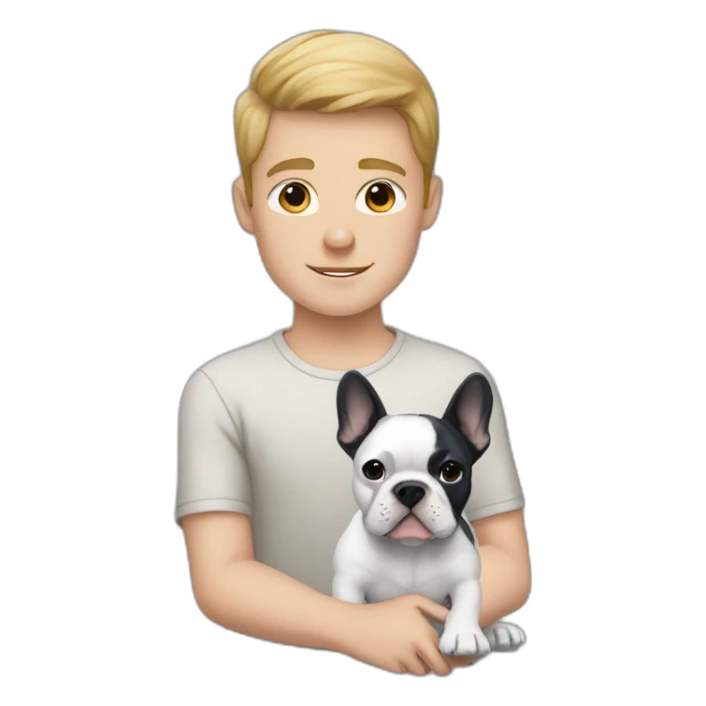 White boy with blue French bulldog  sticker