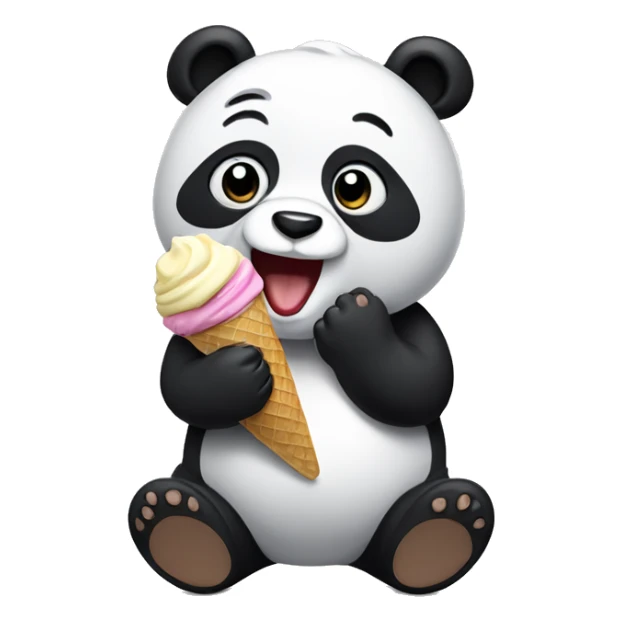 Panda eating ice cream sticker