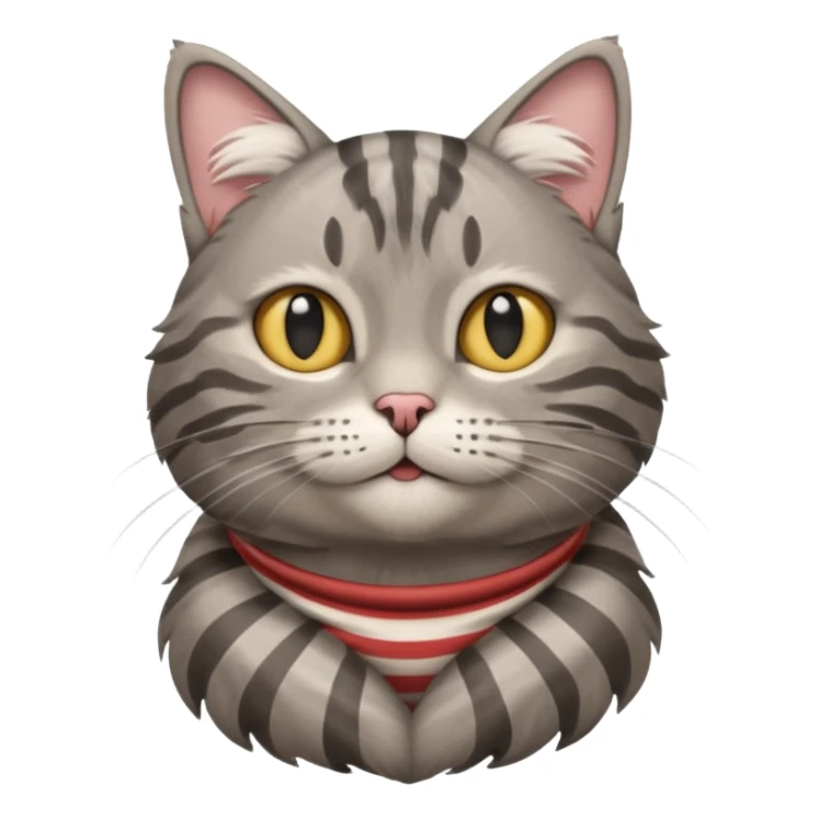 A high-resolution photo-realistic digital illustration of a grey tabby cat, chest upward sticker