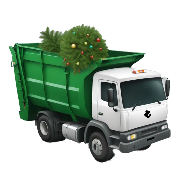 Happy garbage truck picking up Christmas tree sticker