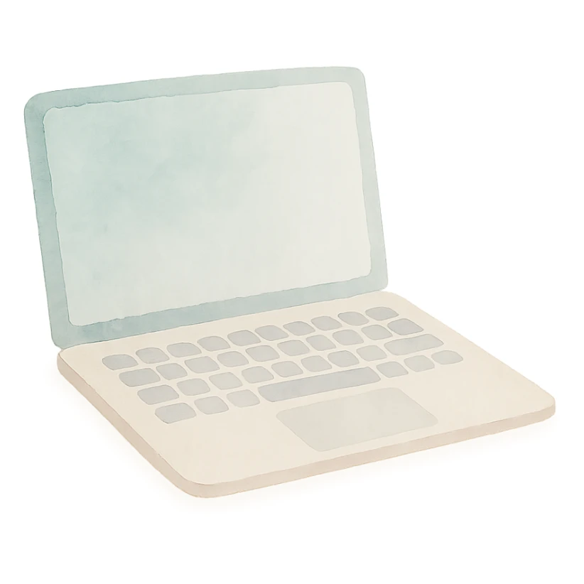 computer watercolor art style sticker