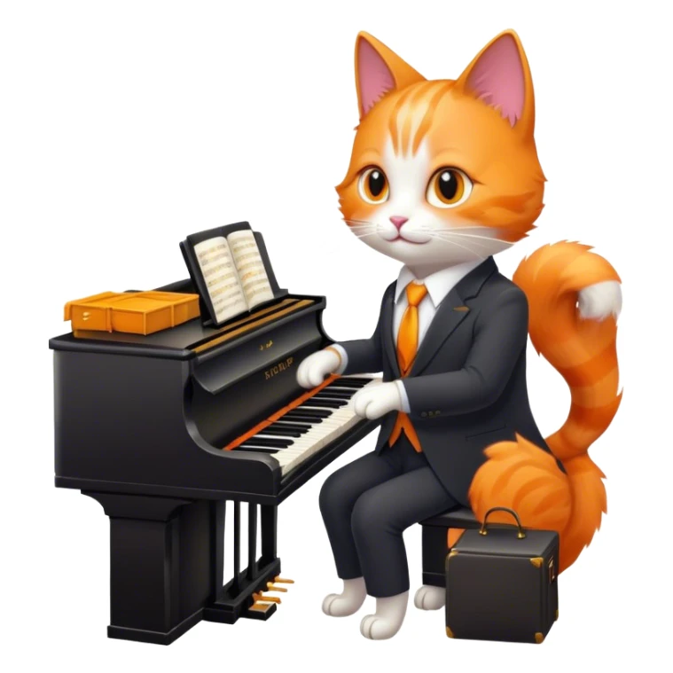 a magical piano playing cat in a business suit sticker