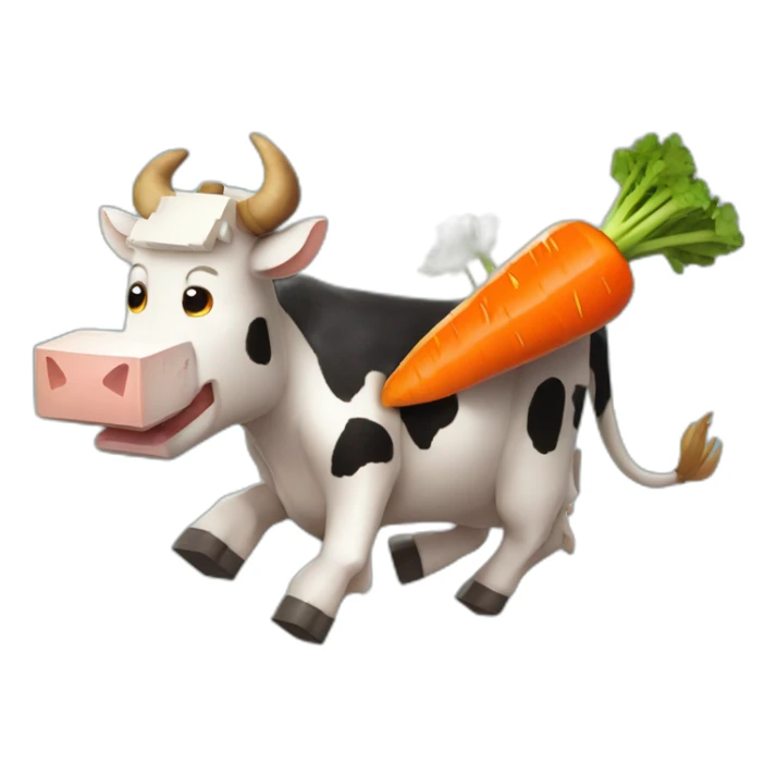Cow riding a happy carrot on a Minecraft ender dragon  sticker