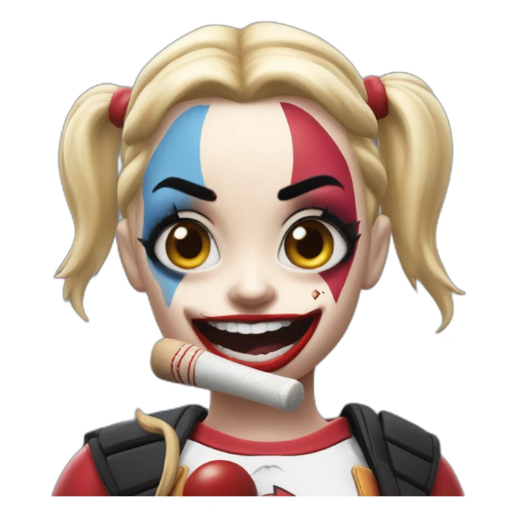 Harley Quinn with chewing gum and baseball bat sticker