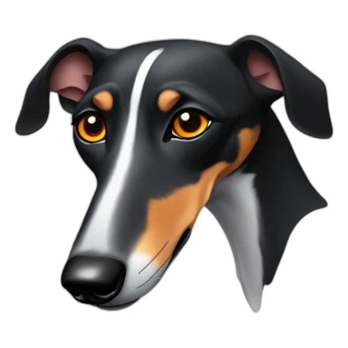 black whippet’s head with orange eyes sticker