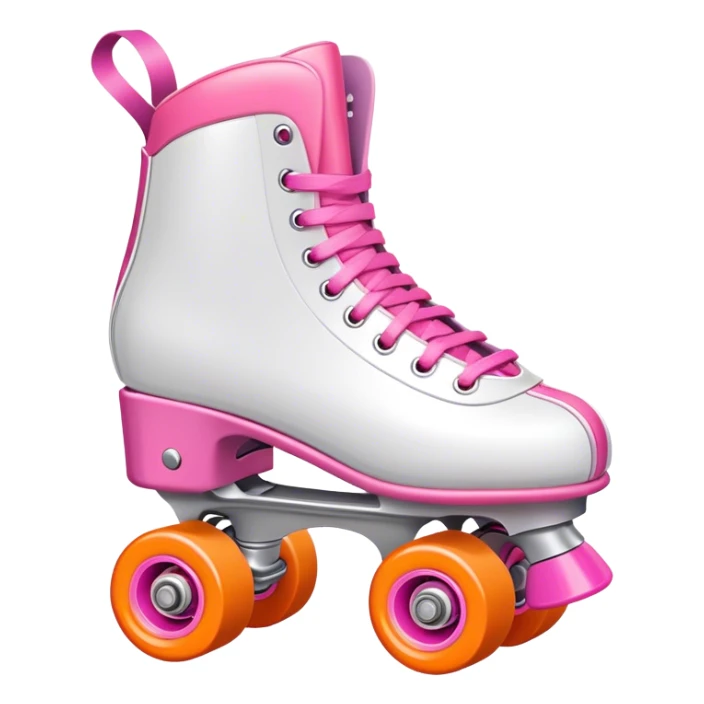 Realistic pink and white roller skate with orange wheels  sticker