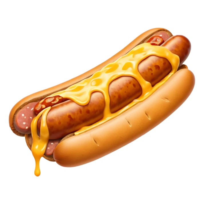 make a picture of a sausage that has been cut in half and melted cheese is coming out of the sausage sticker