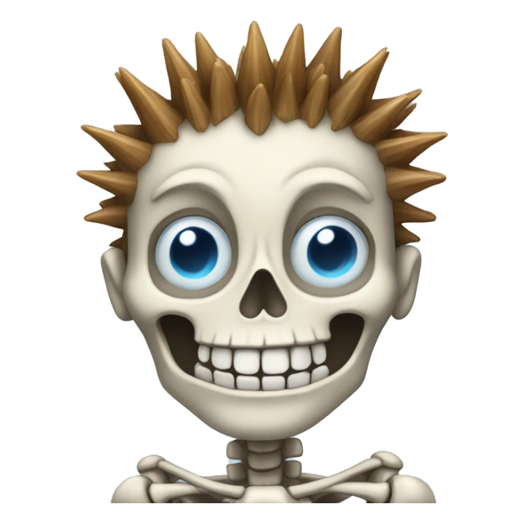 skeleton with spiky hair smiling blue eyes sticker