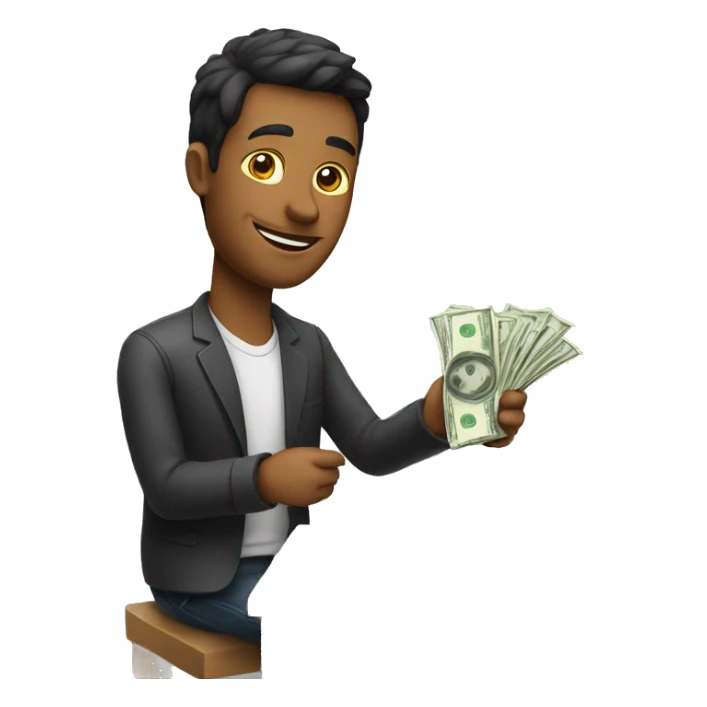 man with laptop and cash sticker