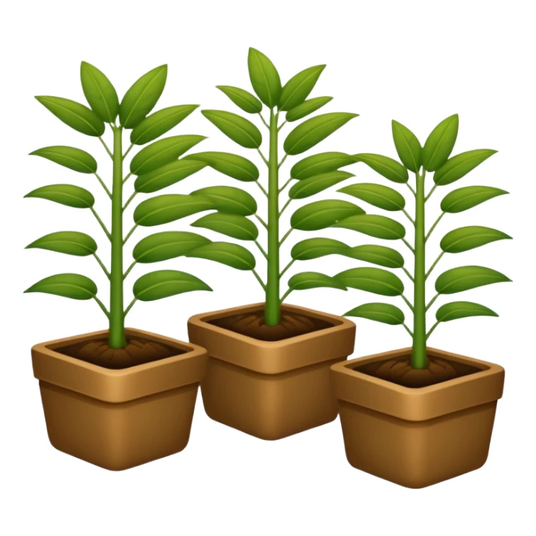 plantas abundantes tipo helecho en macetas rectangulares color café sticker